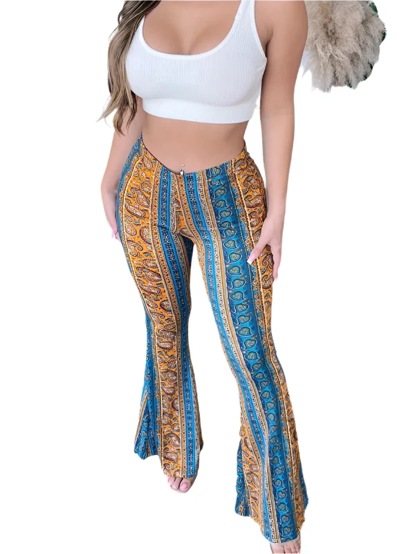 Dames Boho Geprinte Skinny Micro Slim Casual Broek