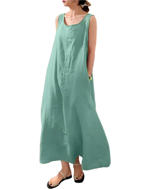 Dames Zomerjurk Losse Stijl Ronde Hals Mouwloos