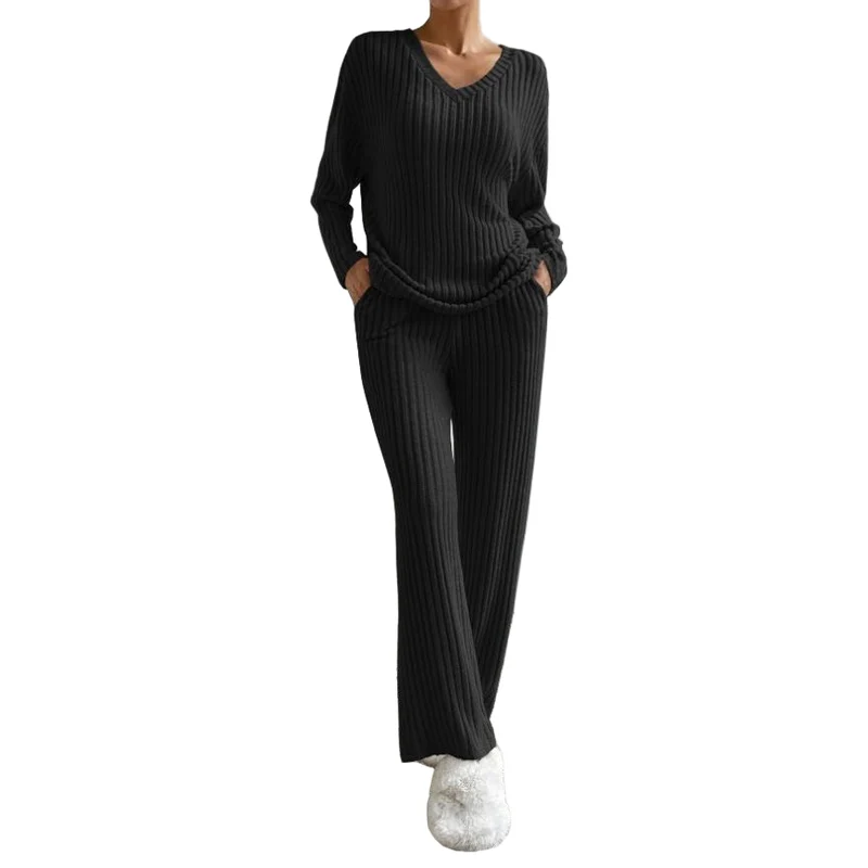 Dames Tweedelige Set Gebreid Minimalistisch Comfy Outfit