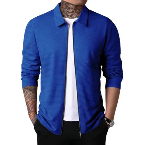 Heren Casual Cardigan met Kraag en Rits