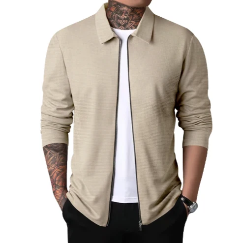 Heren Casual Cardigan met Kraag en Rits