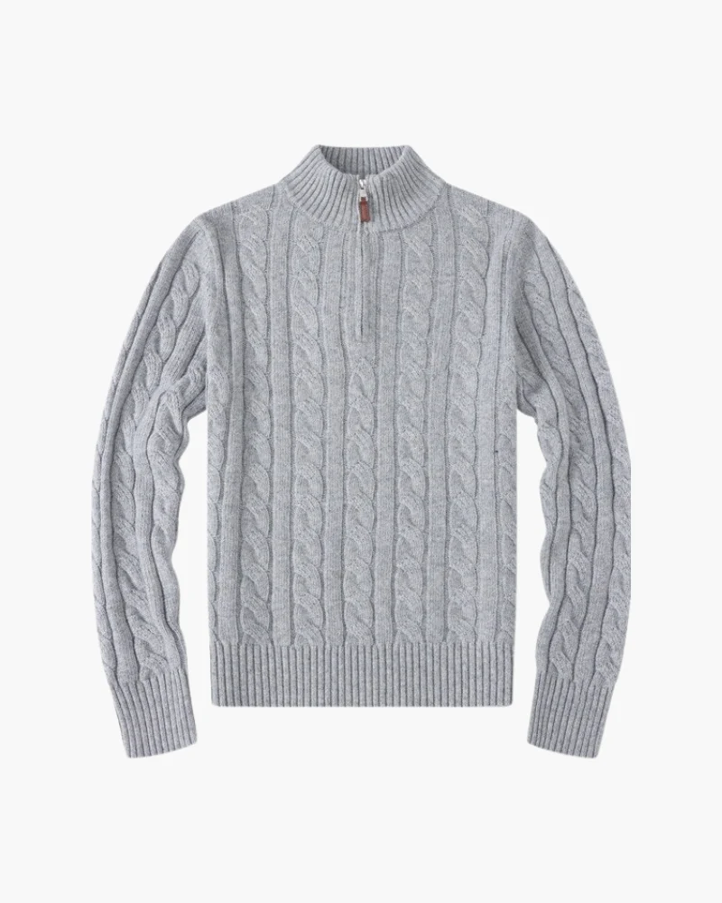 Heren Cardigan Zip-Up met Hoge Kraag en Ribbed Details