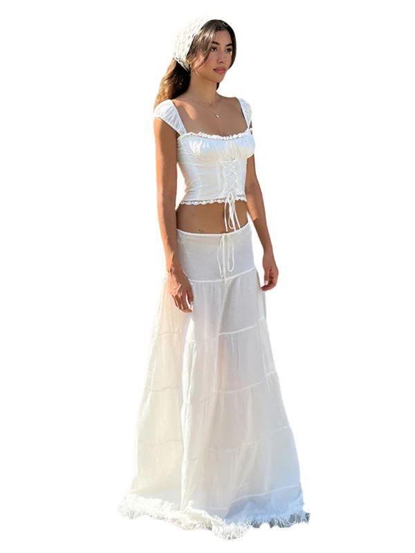 Dames Jurk Haltertop Lange Rok met Kant Polyester Zomerjurk