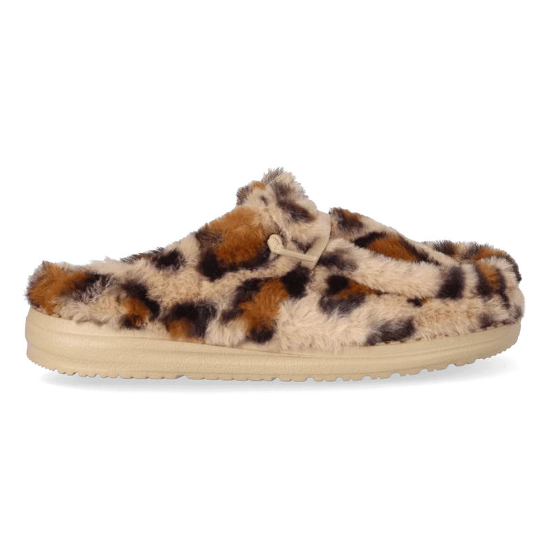 Wendy Slipper Leo Fur Dames Pantoffels Tan/Multi