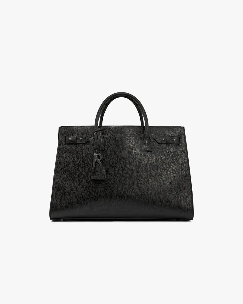 Leather Tote Bag - Textured Black