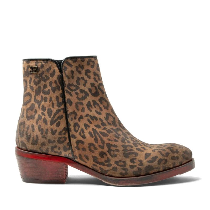 Sara Dames Enkellaarsjes Suede Tan/Leo