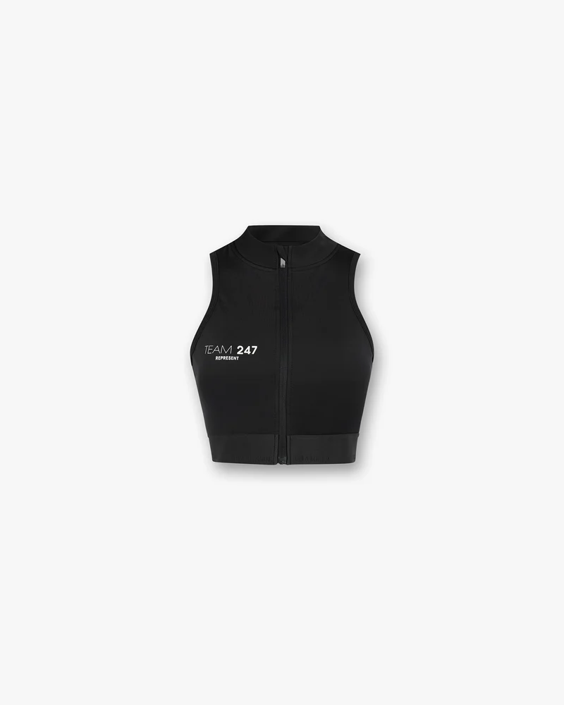 247 Zip Front Performance Crop - Black