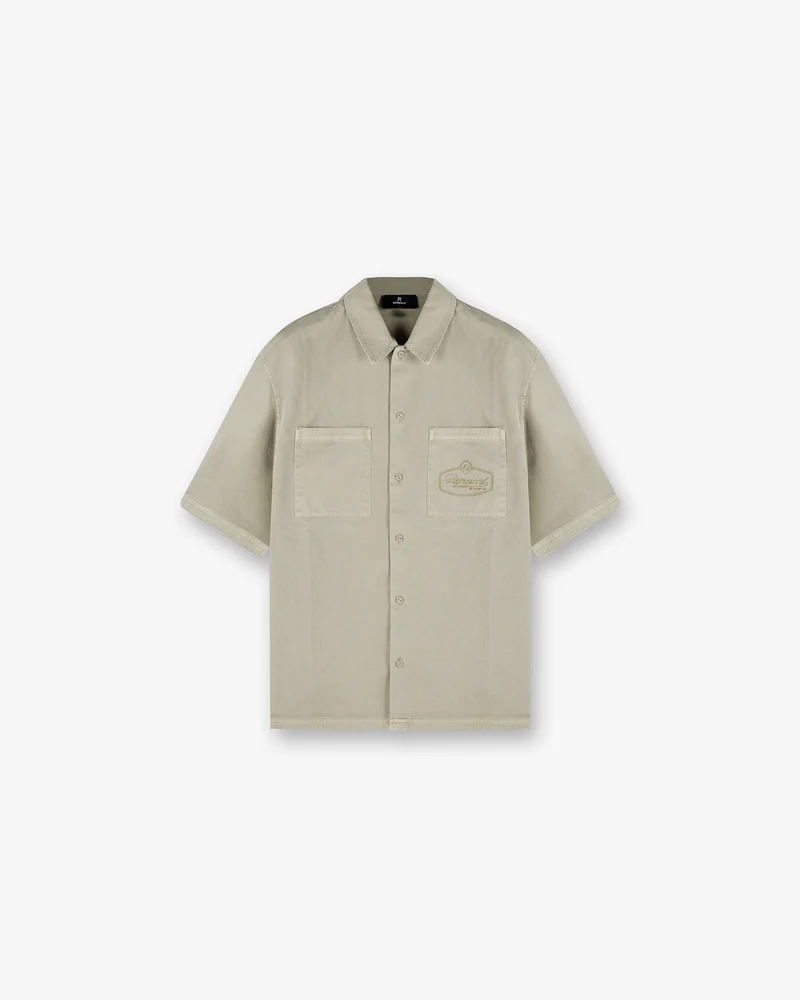 Short Sleeve Cotton Overshirt - Beige