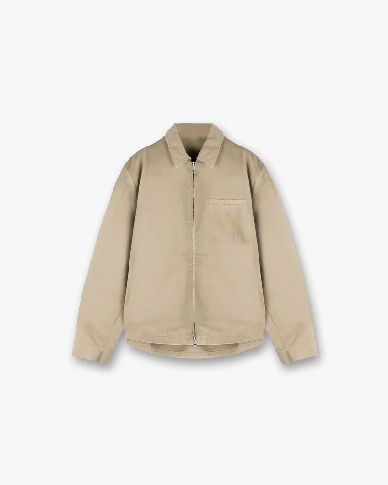 Cotton Zip Through Shirt - Beige