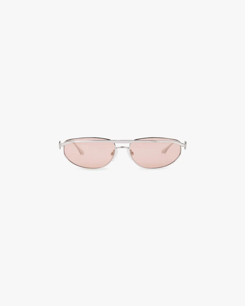 Slim Aviator Sunglasses - Silver Brown