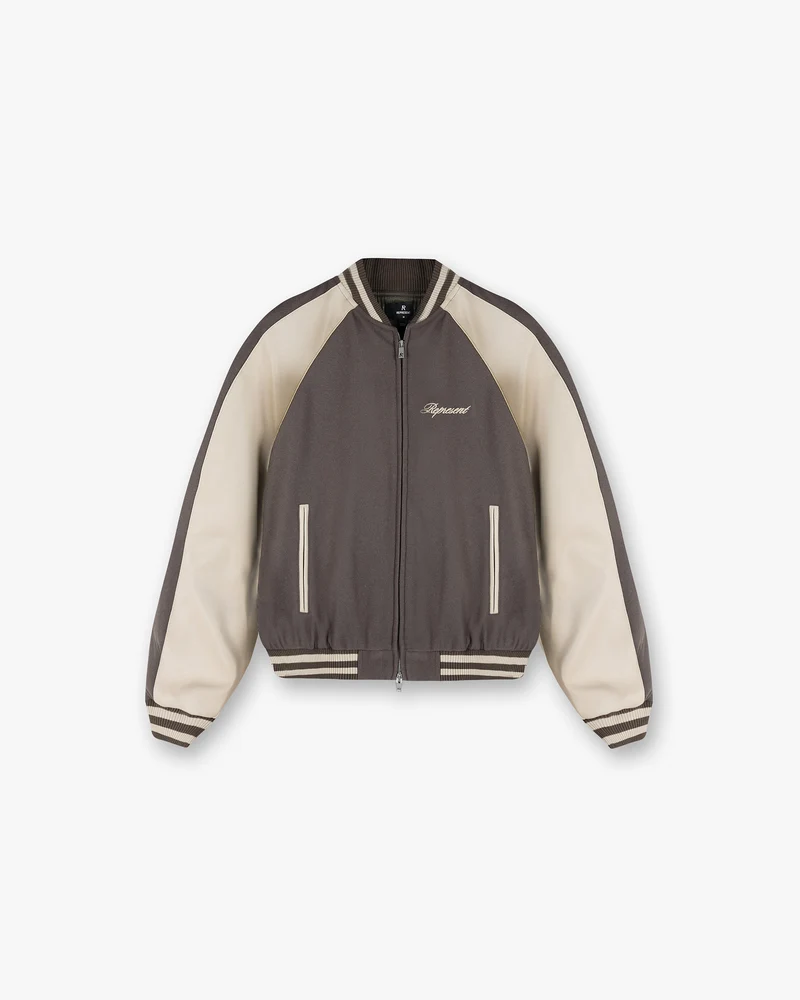 Raglan Varsity Jacket - Stone