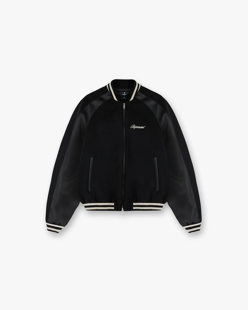 Raglan Varsity Jacket - Black