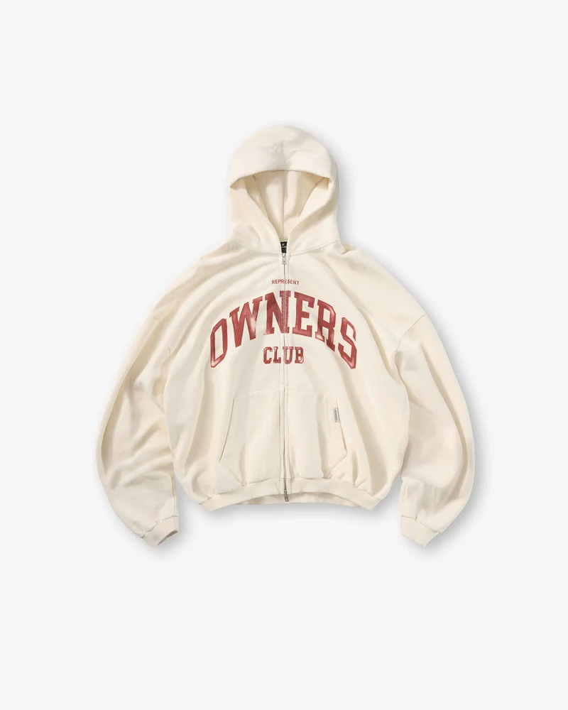 Represent Owners Club Zip Through Hoodie - Buttercream
