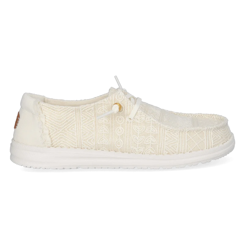 Wendy Crochet Lace Dames Instappers White/Gold