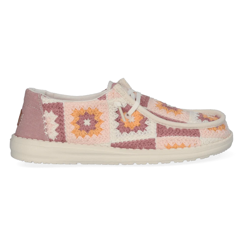 Wendy Cottage Crochet Dames Instappers Petal Pink/Multi