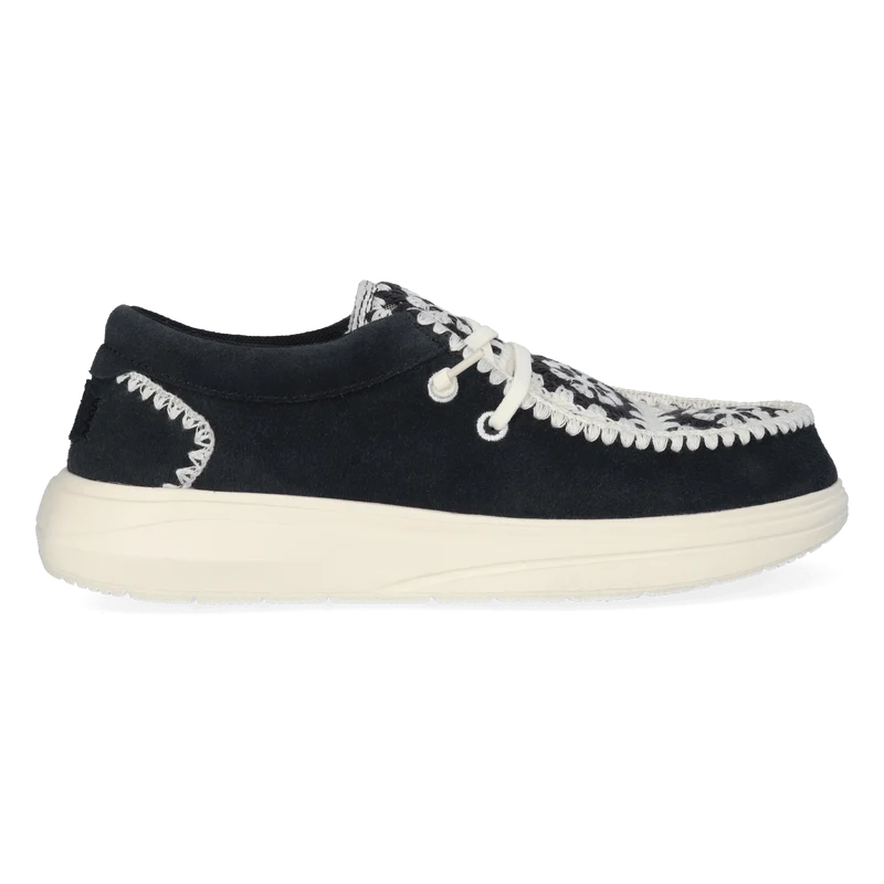 Wendy Comf Suede Crochet Dames Instappers Black/Multi