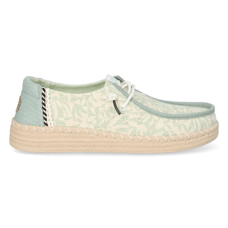 Wendy Espadrille Retro Palm Dames Instappers Celadon Green/White