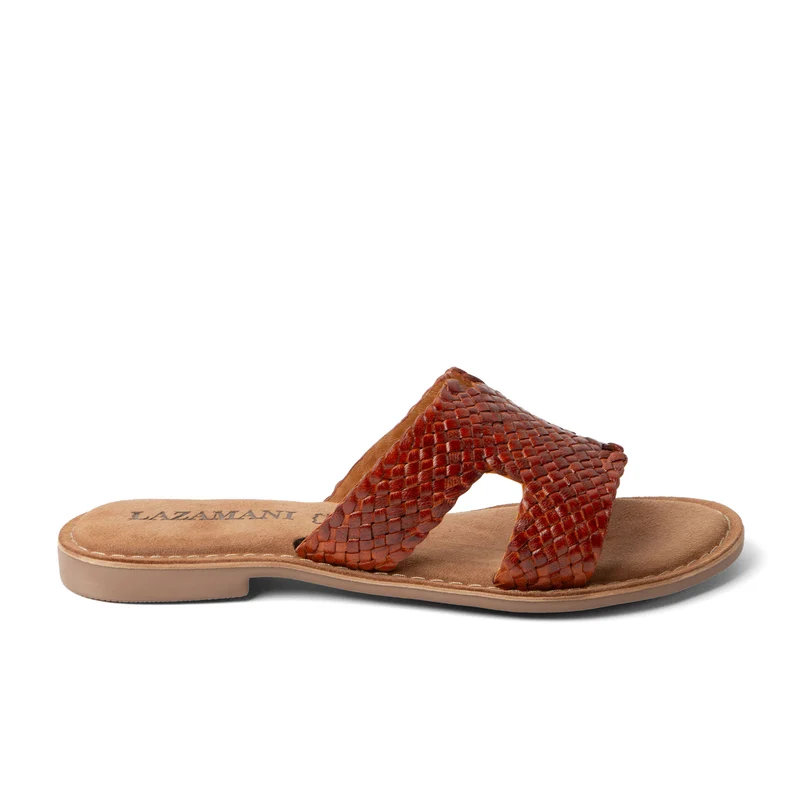 Flor Dames Slippers Leer Tan