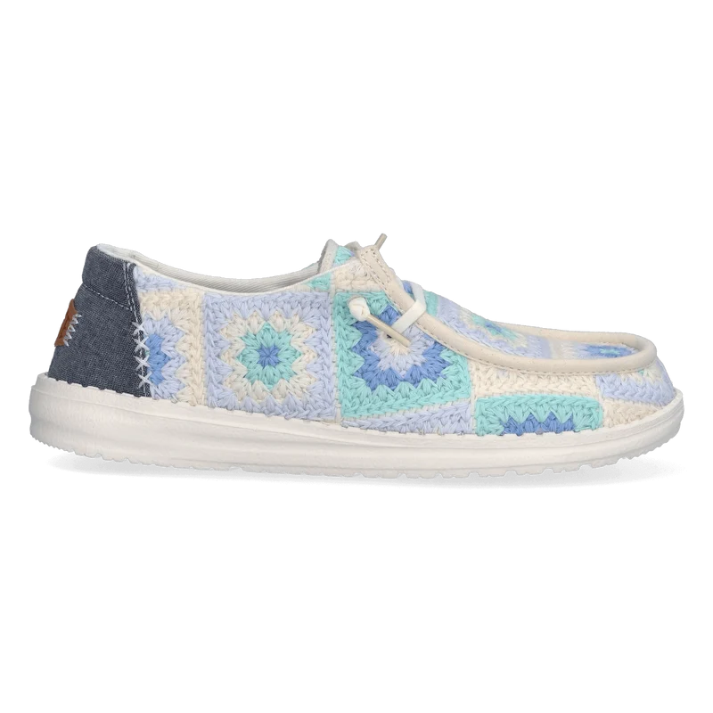 Wendy Cottage Crochet Dames Instappers Bay Blue/Multi