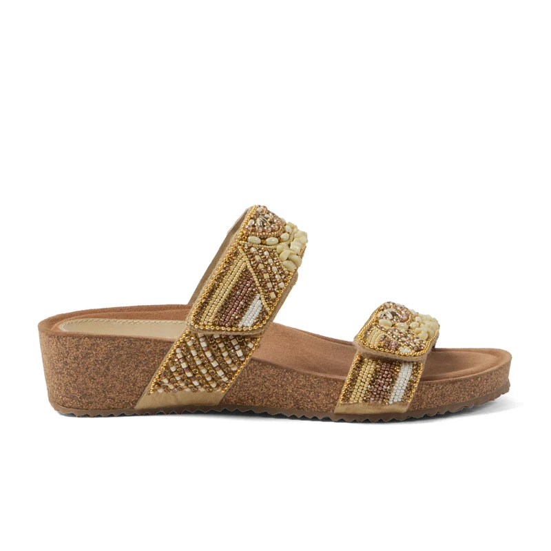 Sol Dames Slippers Leer Beige