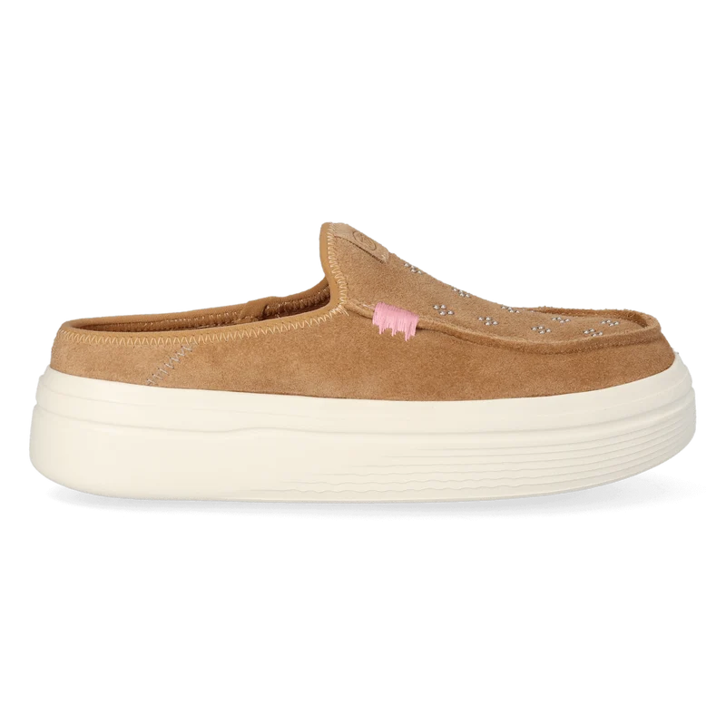 Austin Lift Suede Stud Dames Instappers Cognac