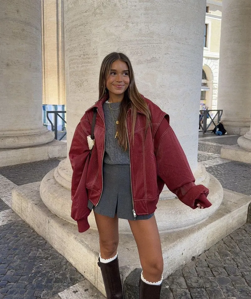 Dames Oversized Bomberjack Trendy Warme Voering