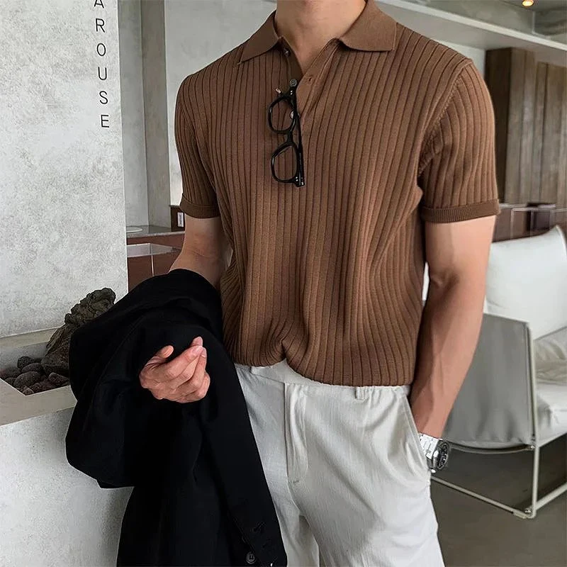 Heren Retro Gestreept Poloshirt