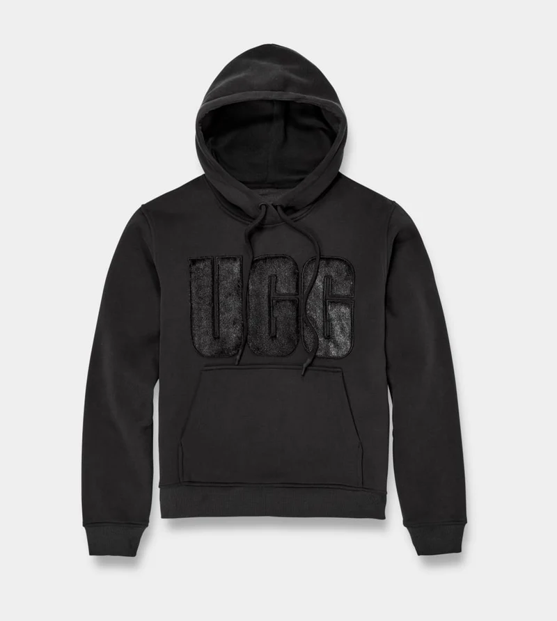 UGG Dames Rey Fuzzy Logo Hoodie - Zwart