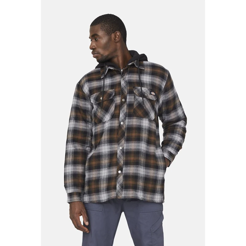 Dickies Heren fleece capuchon flanellen overhemdjack - zwart