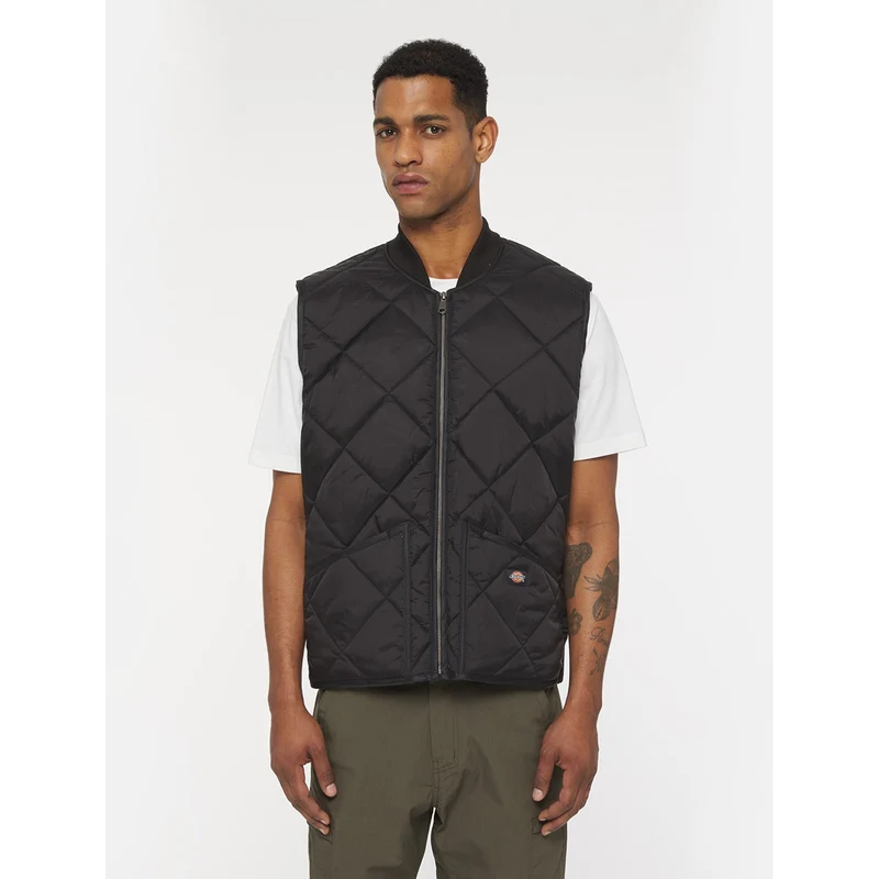 Dickies Heren diamant gewatteerd vest - zwart