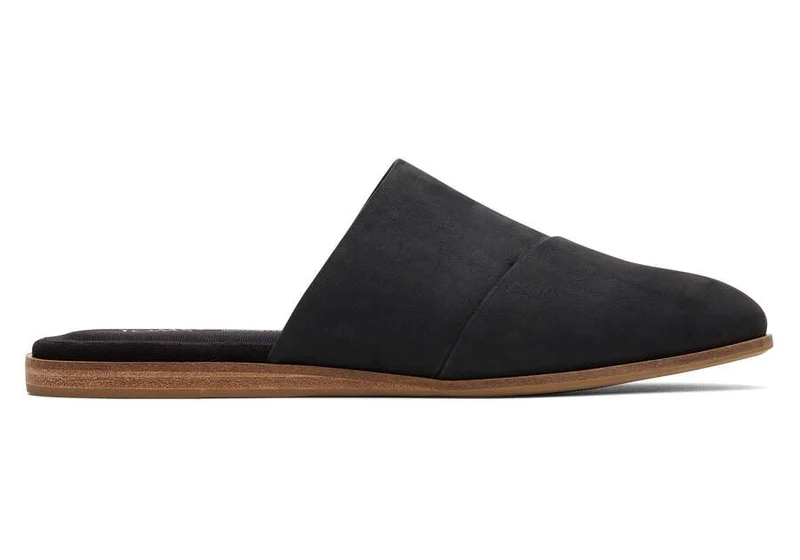 TOMS Dames jade lederen pantoffels - zwart