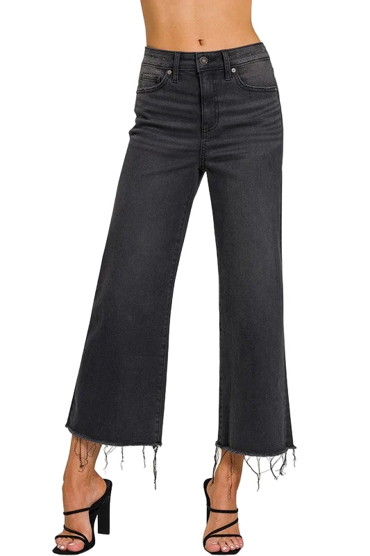 Dames Cropped Jeans Hoge Taille Gewassen