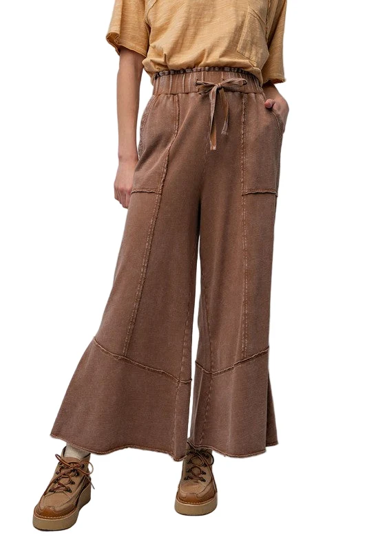 Dames Brede Pantalon Van Terry Knit Mineral Wash