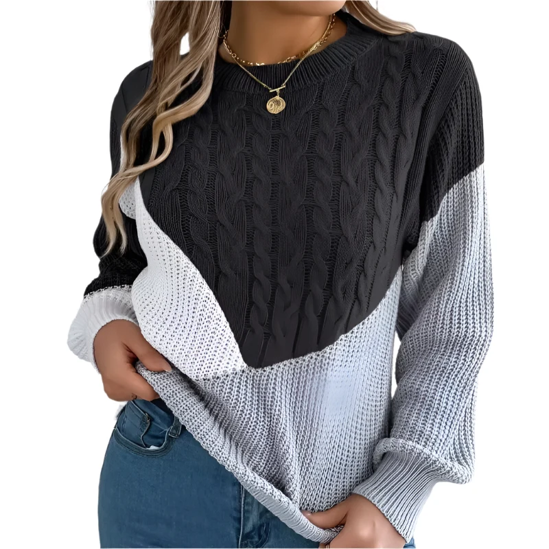 Dames Gebreide Trui met Kleurblok Design