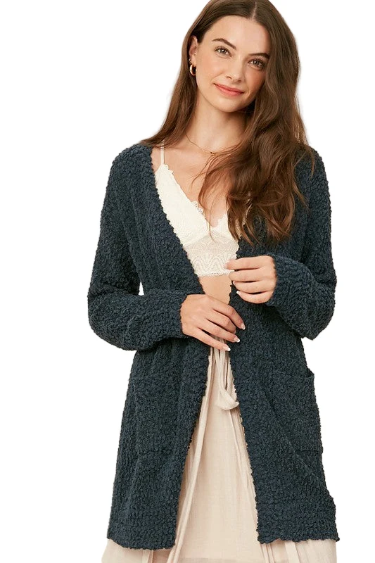 Dames Chunky Open Cardigan Met Popcorn Textuur