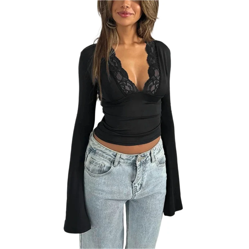 Dames Lace Top Elegante Chic Katoen