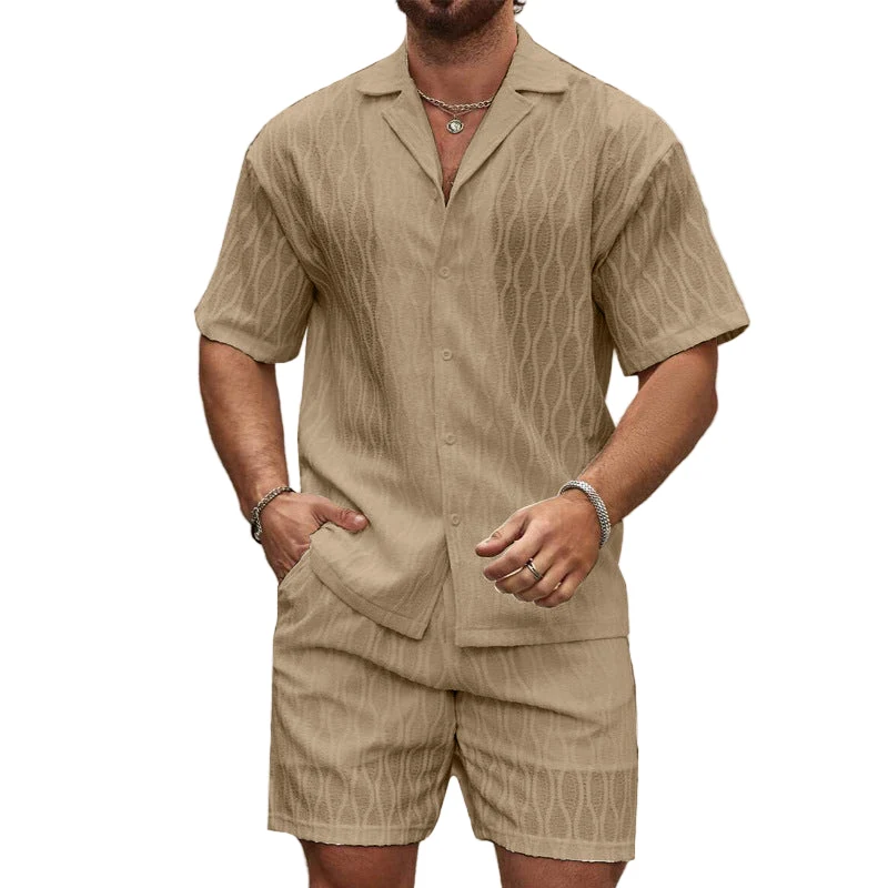 Heren Twee-Piece Set Korte Mouwen Overhemd en Shorts