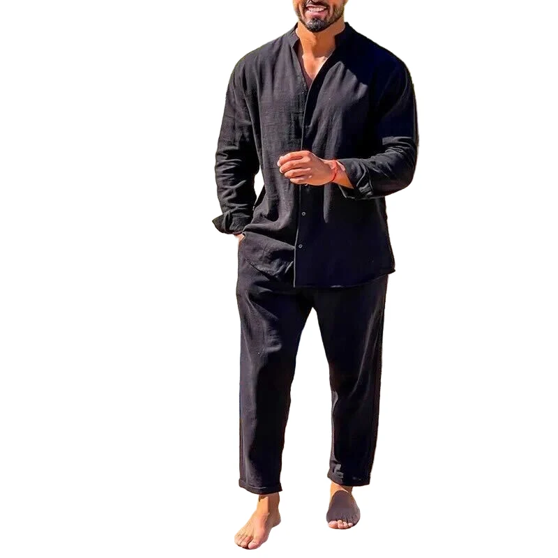 Heren Linnen Set – Relaxed Fit Shirt en Rechte Broek