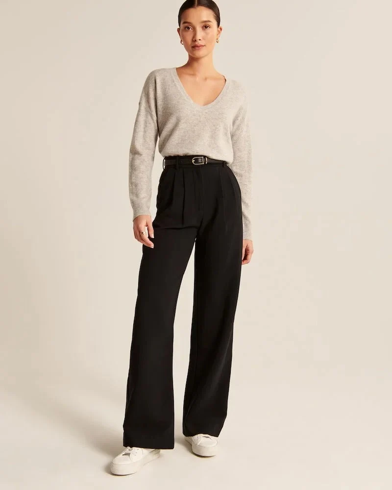Dames Wijd Uitlopende Broek Getailleerd Polyester