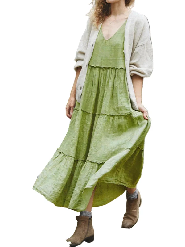 Dames Mouwloze Jurk Effen Casual Zomerjurk