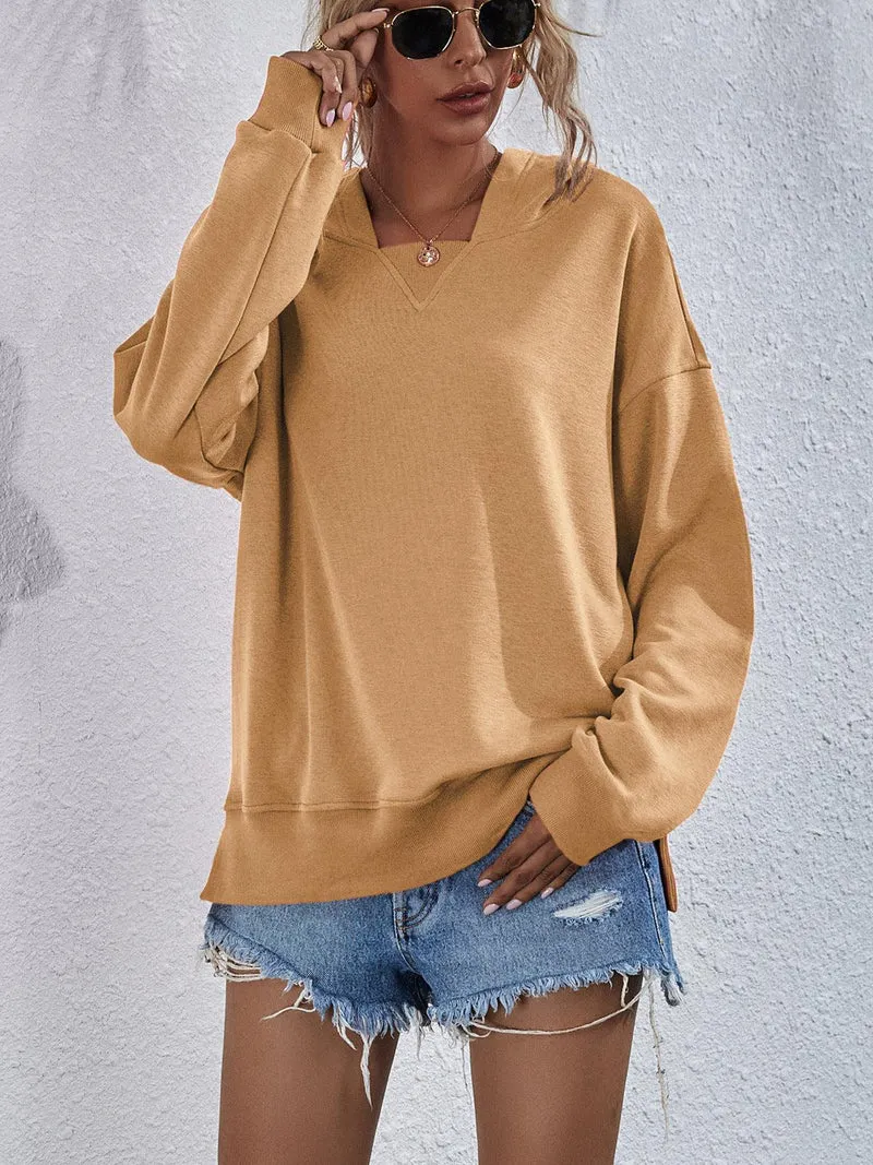 Dames Hoodie met Verlaagde Schouders en Split