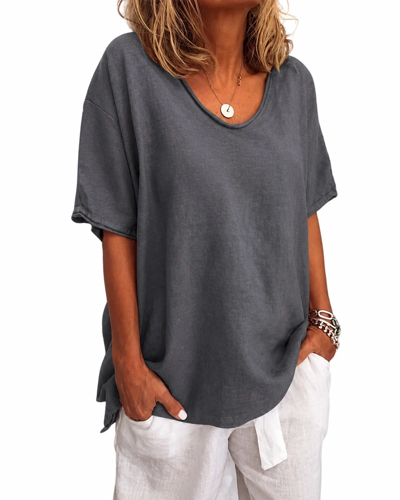 Dames Losvallende Top Ronde Hals Casual Stijl