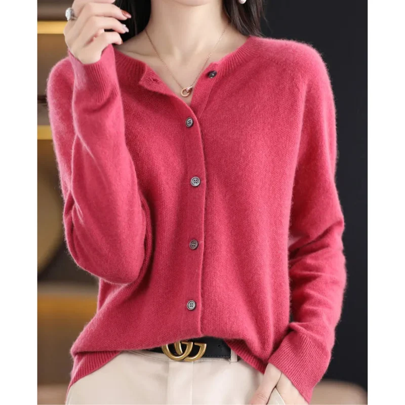 Dames Trui O-Hals Wol Cardigan voor Winterse Look