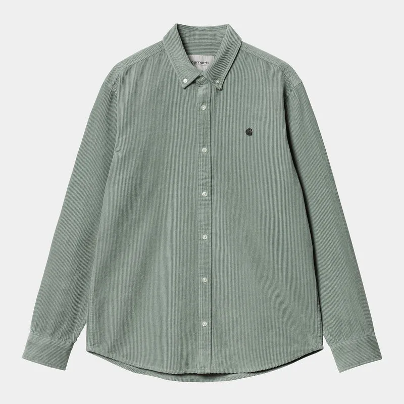 Carhartt WIP Madison herenshirt met lange mouwen - glazig groenblauw