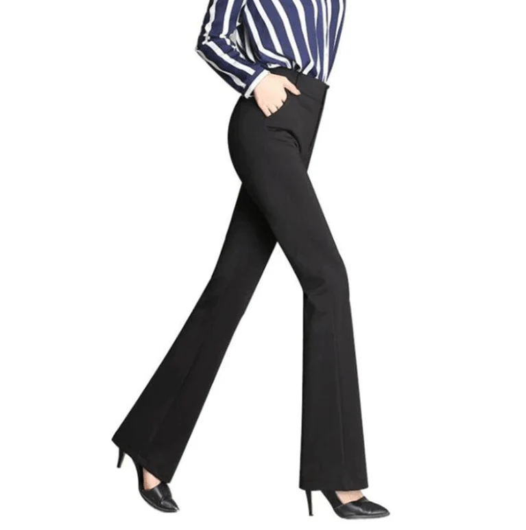 Slanke Uitlopende High Waist Broek