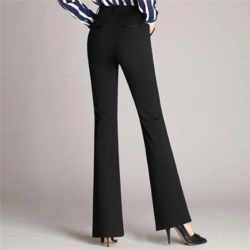 Slanke Uitlopende High Waist Broek