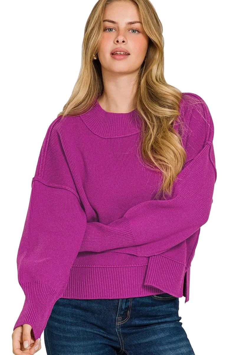 Dames Oversized Trui Met Brede Halslijn en Drop Shoulder