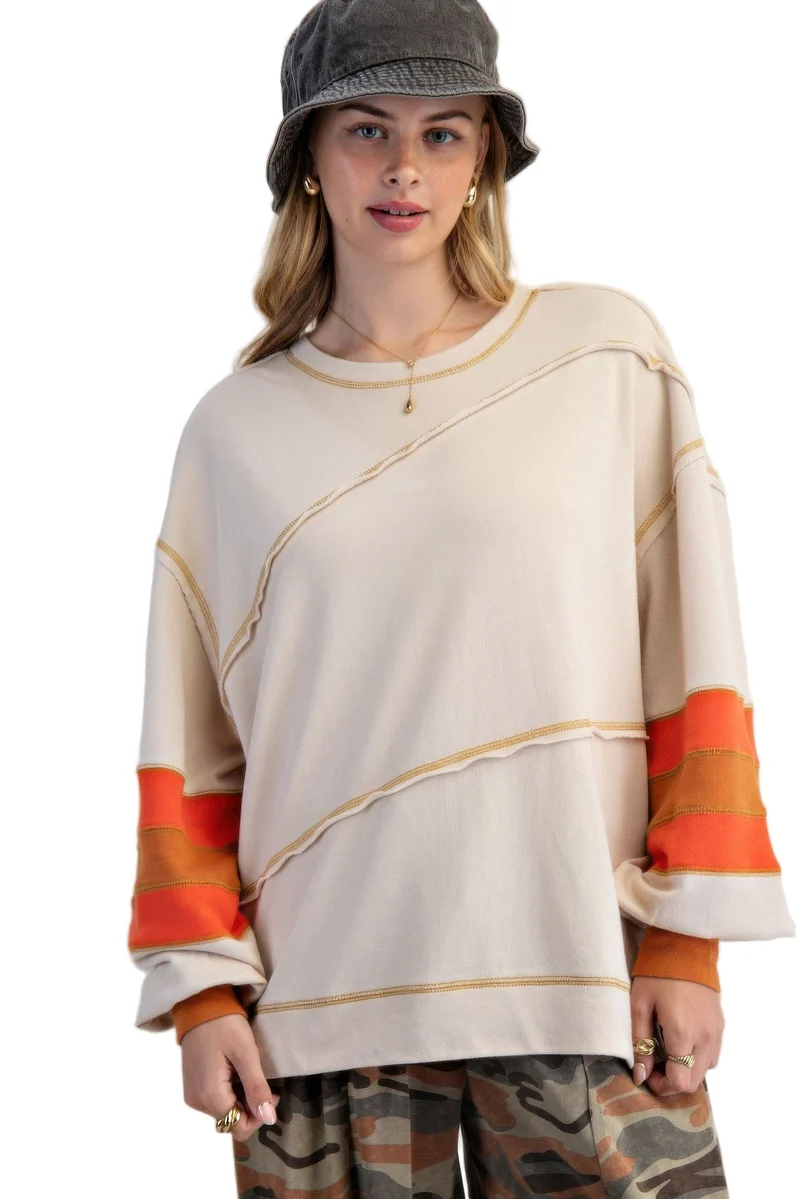 Dames Pullover Katoen Gemengd Kleur Geborduurd