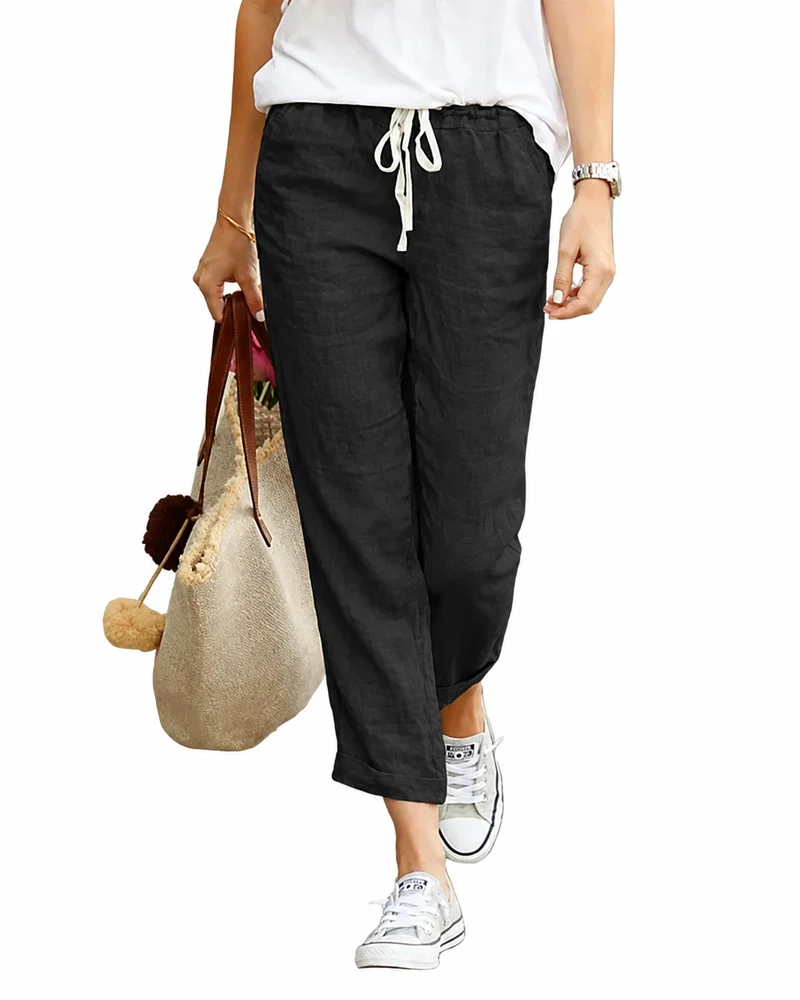 Dames Broek Relaxed Fit Katoen Linnen Mix