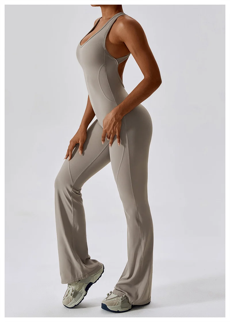 Dames Jumpsuit V-Hals Getailleerd Nylon Sportief